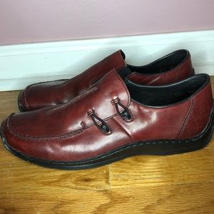Womens Rieker Brown Leather Loafer Slip on Shoes Size 39